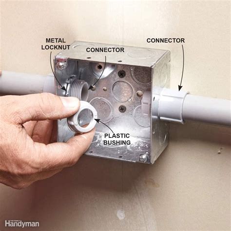 how do you interface pvc into a metal fuse box|pvc conduit wire connection.